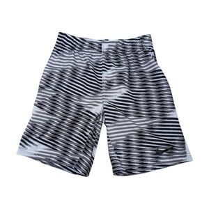 Nike White Black Gray Striped Lines Graphic Basketball Mesh Sporty Shorts Sm 8